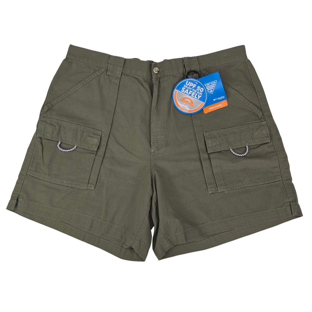 Columbia PFG Brewha II Fishing Shorts Mens XL 7" Olive Green Cargo UPF 50 FM4012
